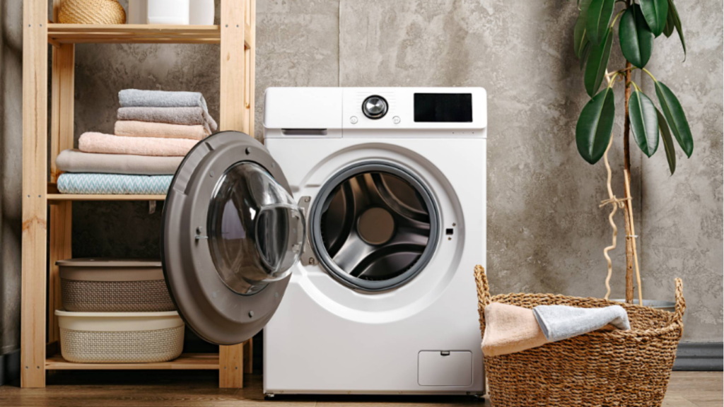 technician repairing washing machine