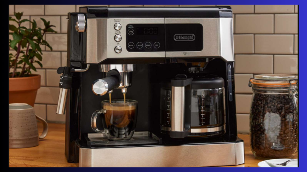 modern coffee machine brewing espresso